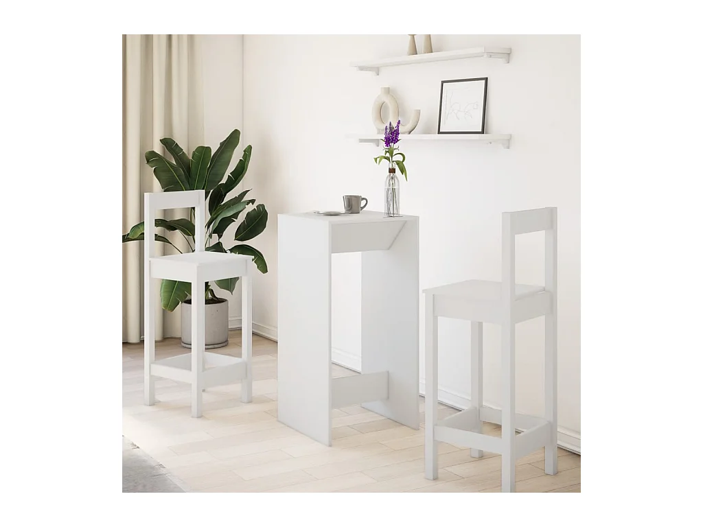 Table de bar blanc 51x50x103,5 cm bois d'ingénierie