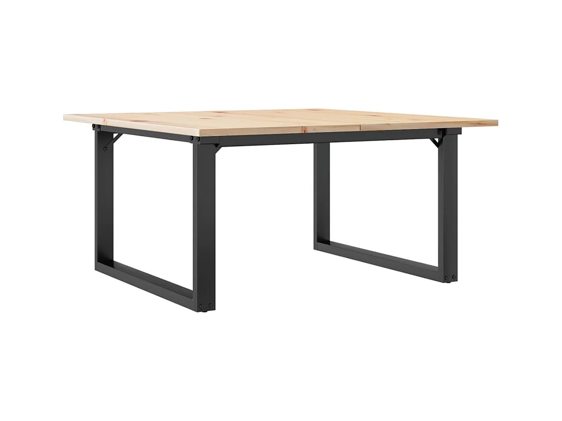 Table basse cadre en O 90x90x45 cm bois de pin massif et acier