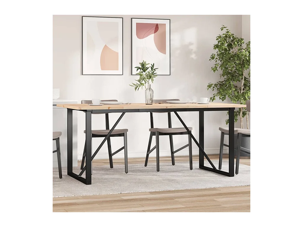 Eettafel O-frame 180x90x75,5 cm massief grenenhout staal