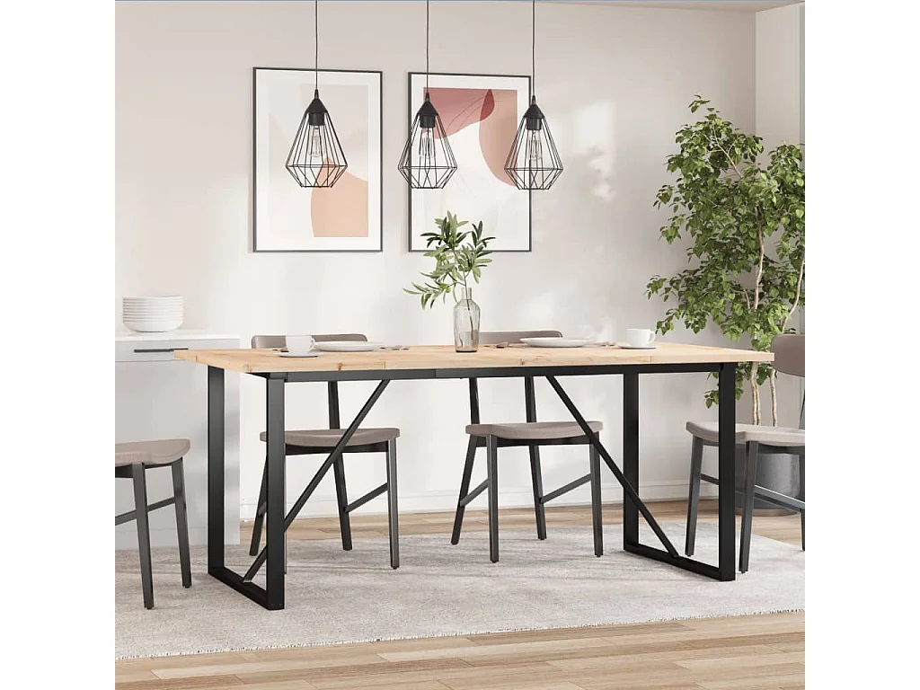 Mesa de comedor O-frame 180x90x75,5 cm madera maciza de pino acero