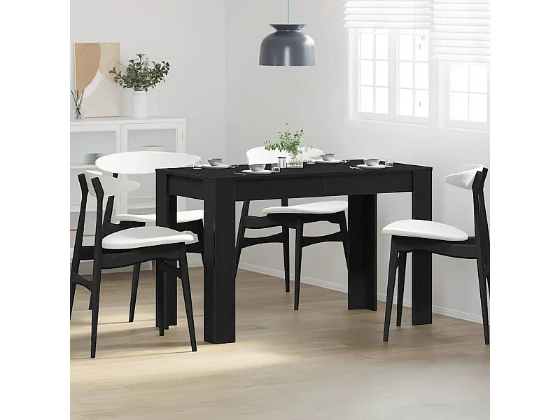 Zwarte eikenhouten eettafel 120x60x76 cm bewerkt hout