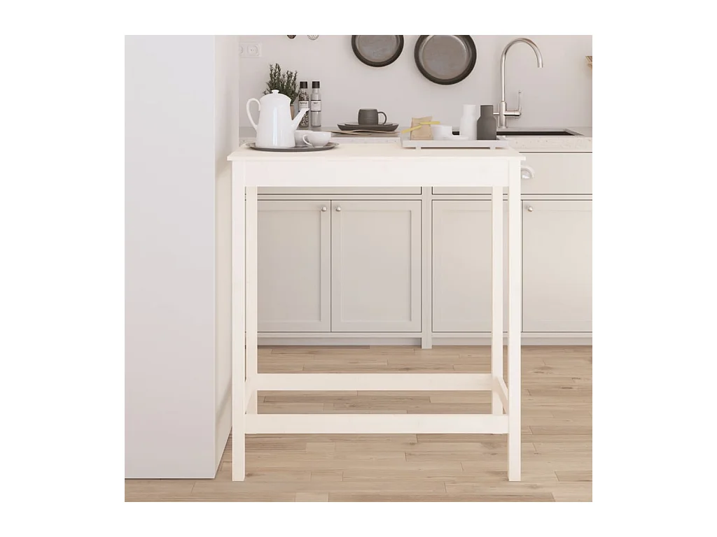 Table de bar blanc 100x50x110 cm bois massif de pin