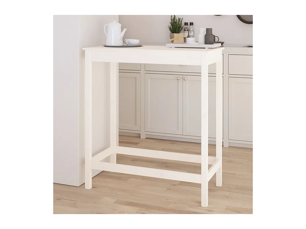 Table de bar blanc 100x50x110 cm bois massif de pin