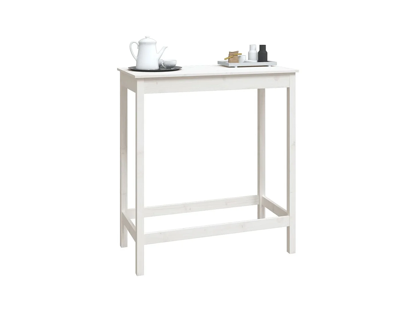 Table de bar blanc 100x50x110 cm bois massif de pin