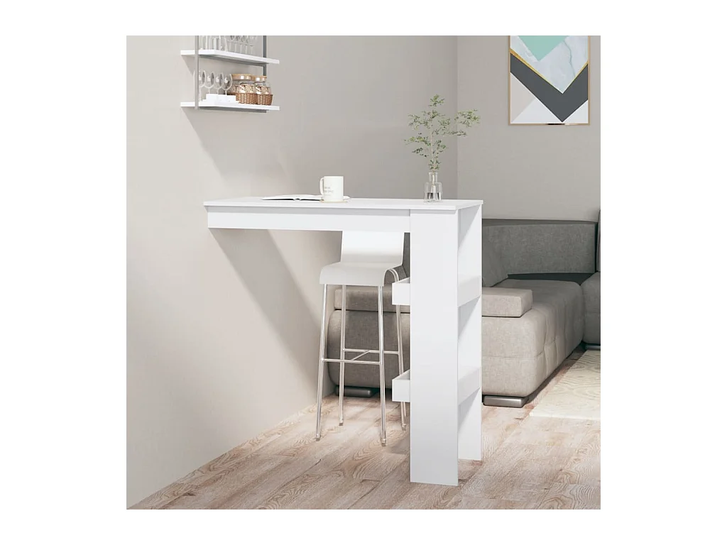 Table de bar murale Blanc 102x45x103,5 cm Bois d'ingénierie