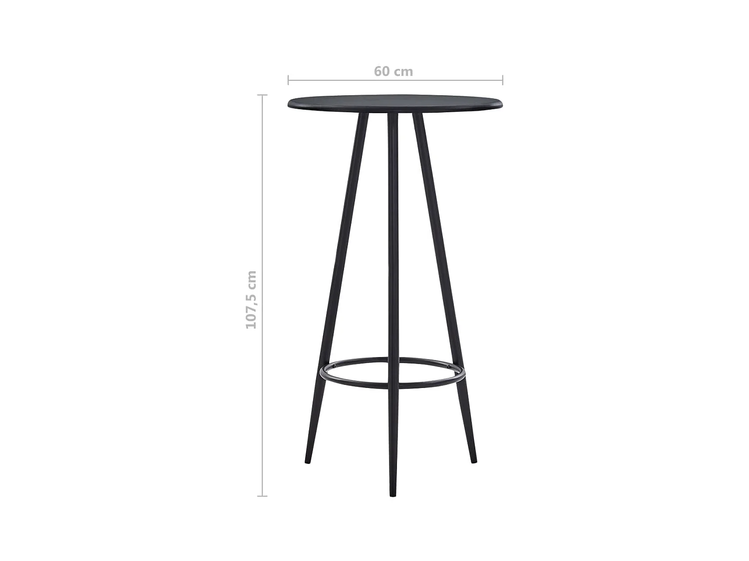 Table de bar Noir 60x107,5 cm MDF