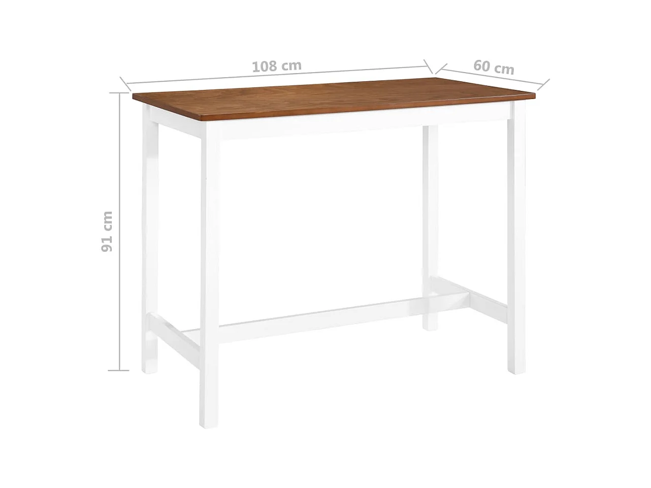 Table de bar Bois massif 108x60x91 cm