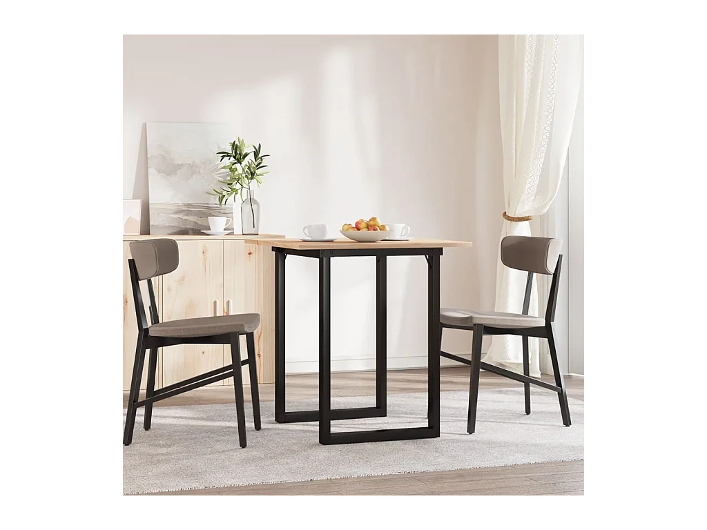 Table à manger cadre en O 70x70x75 cm bois de pin massif acier