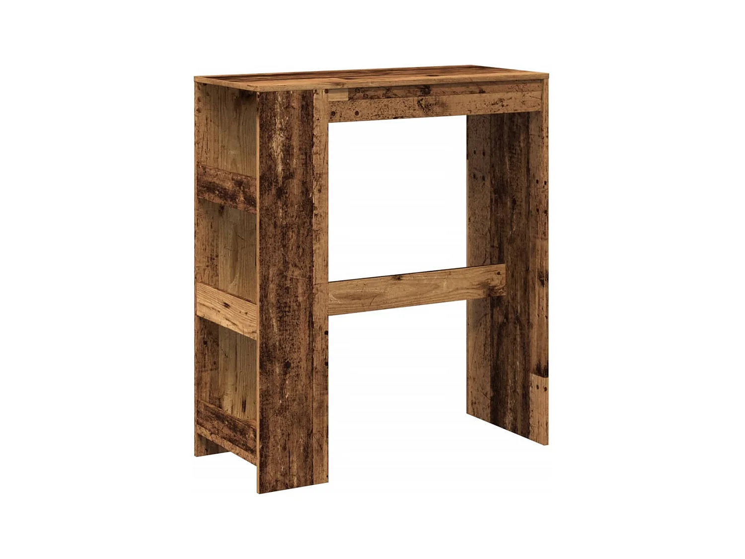 Table de bar avec étagères vieux bois bois d'ingénierie