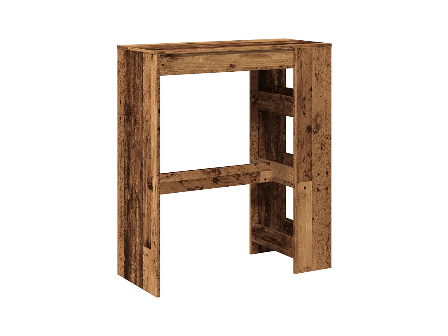 Table de bar avec étagères vieux bois bois d'ingénierie