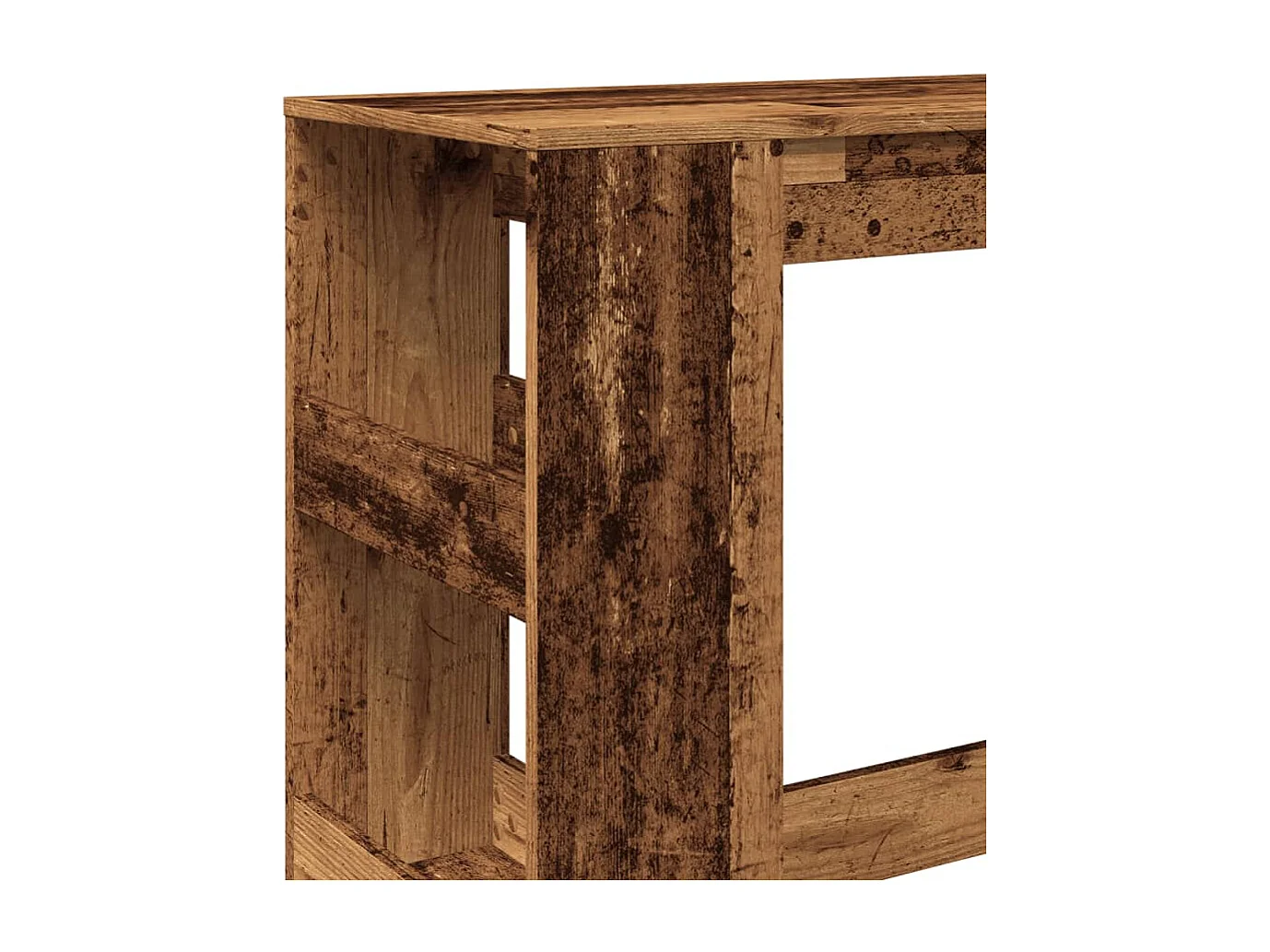 Mesa de bar con estantes de madera vieja de ingeniería de madera