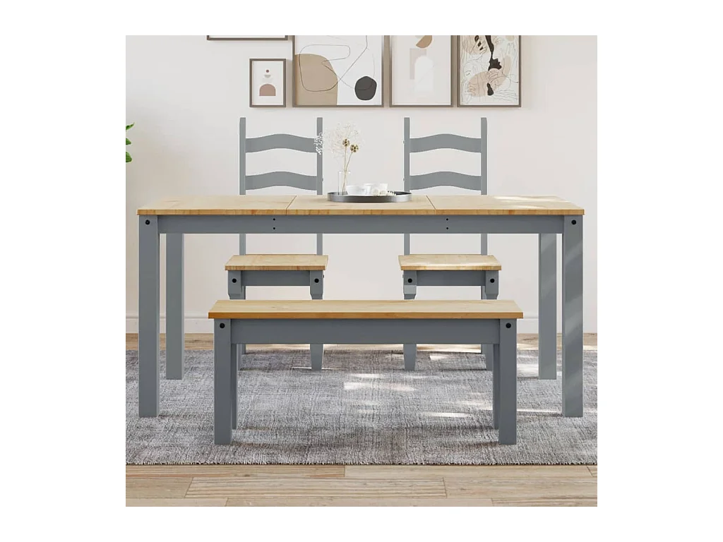 Table à manger Panama gris 160x80x75 cm bois massif de pin