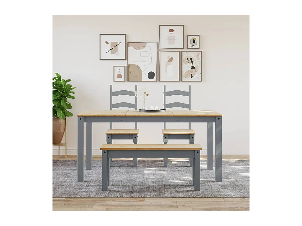 Table à manger Panama gris 160x80x75 cm bois massif de pin