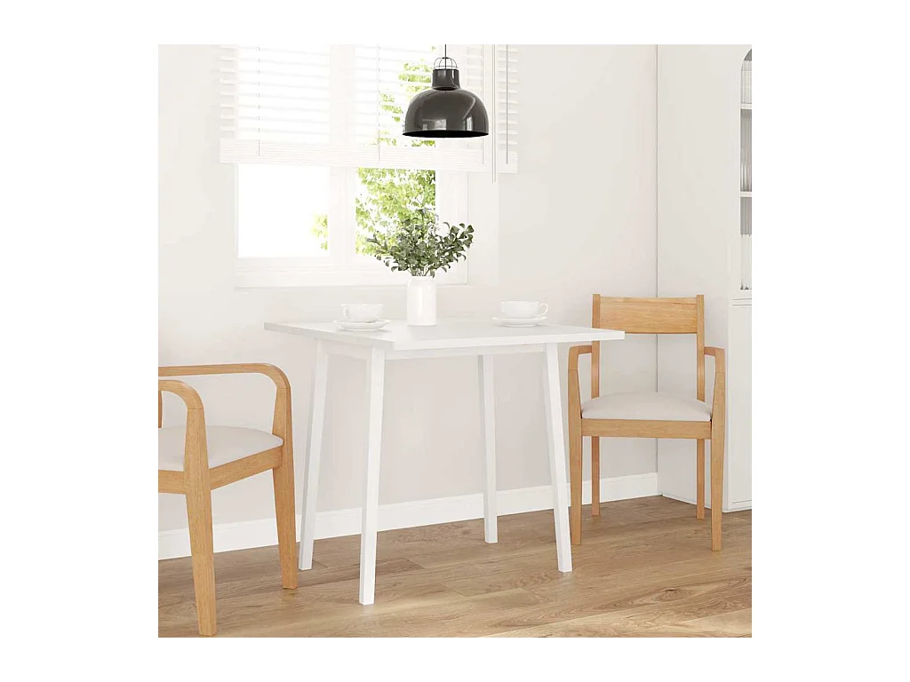 Table à manger blanc bois massif et caoutchouc