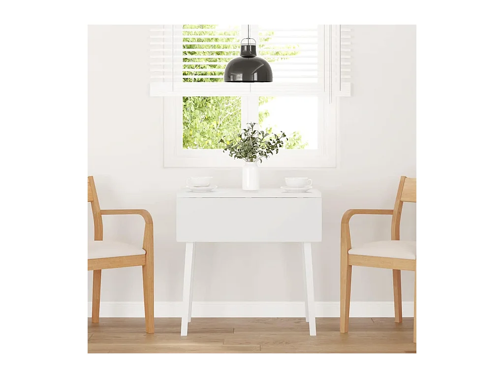 Witte eettafel van massief hout en rubber