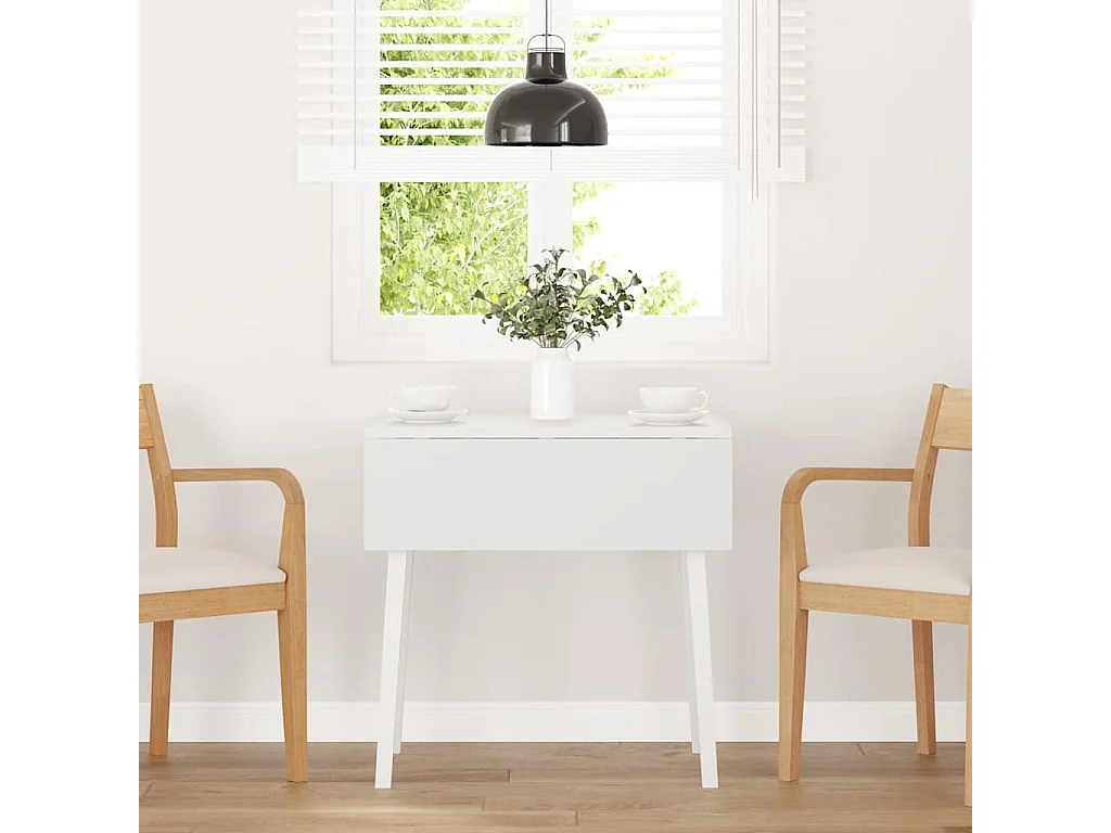 Mesa de comedor de madera maciza blanca y caucho