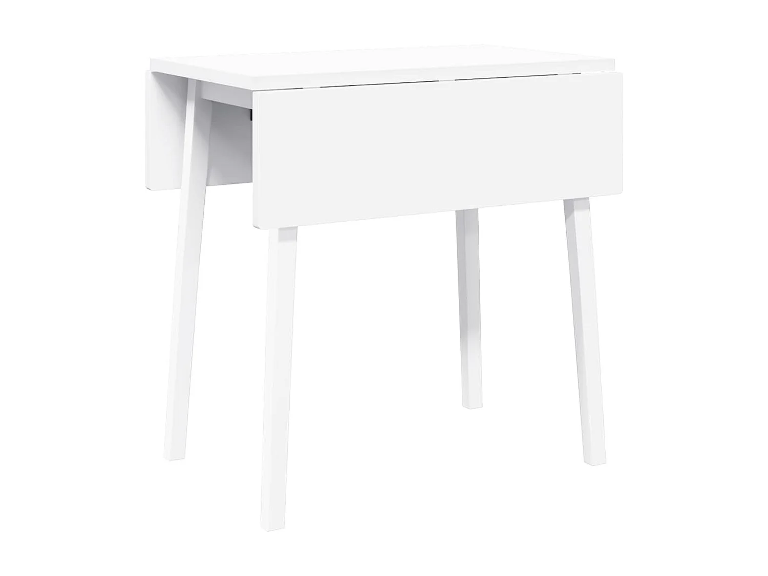 Mesa de comedor de madera maciza blanca y caucho