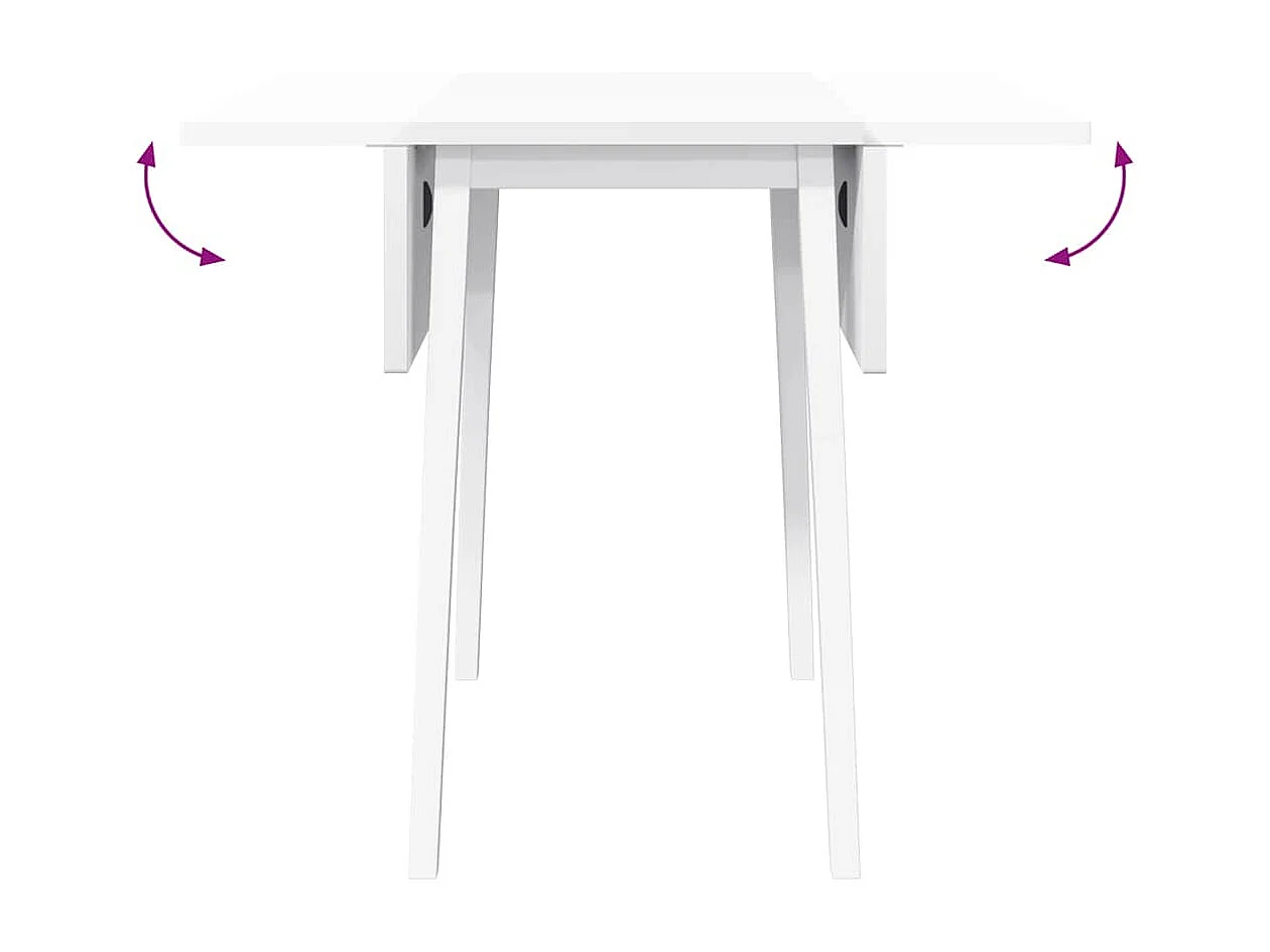 Mesa de comedor de madera maciza blanca y caucho