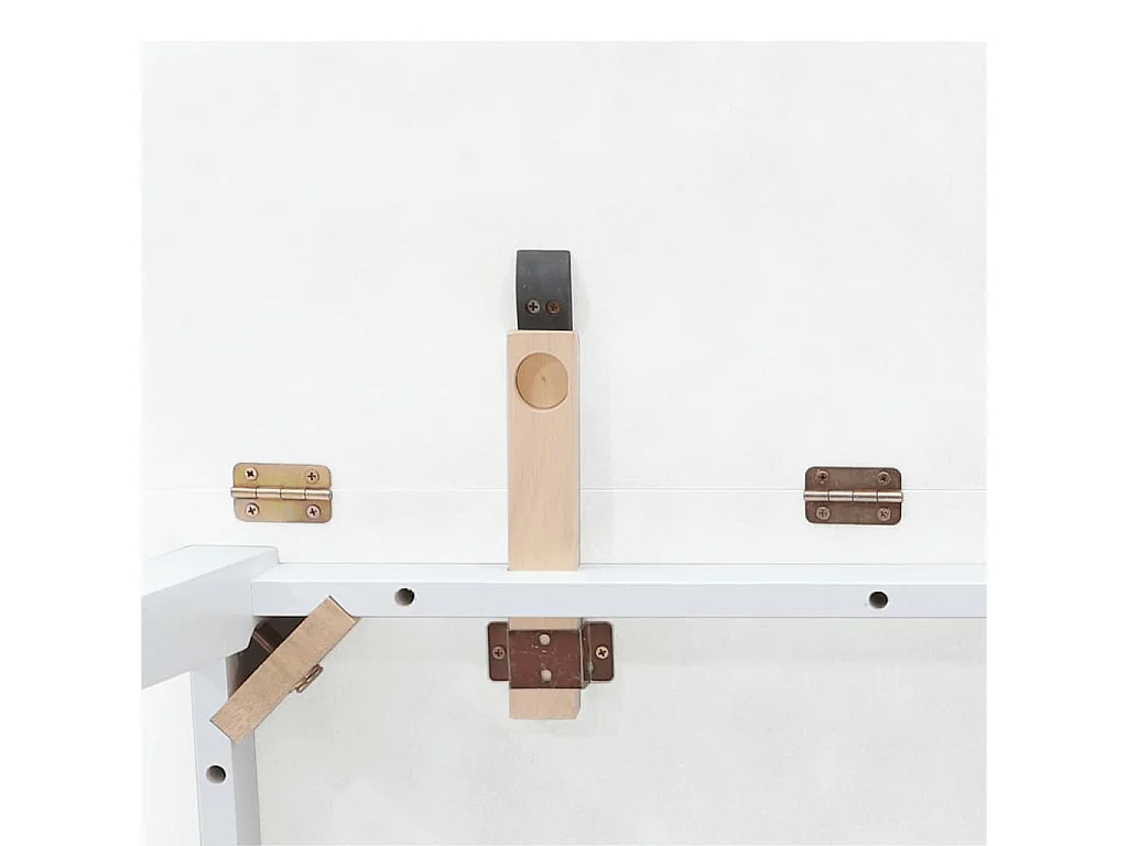 Mesa de comedor de madera maciza blanca y caucho