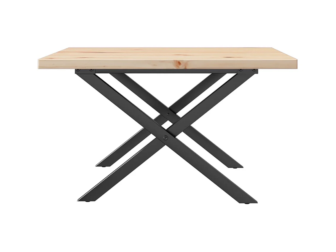X-frame salontafel 60x60x40,5cm massief grenenhout en staal