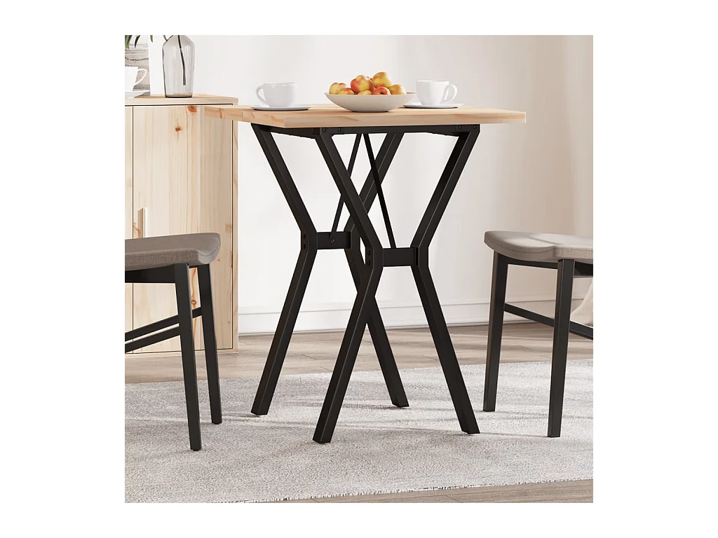 Table à manger cadre en Y 60x60x75,5cm bois de pin massif acier