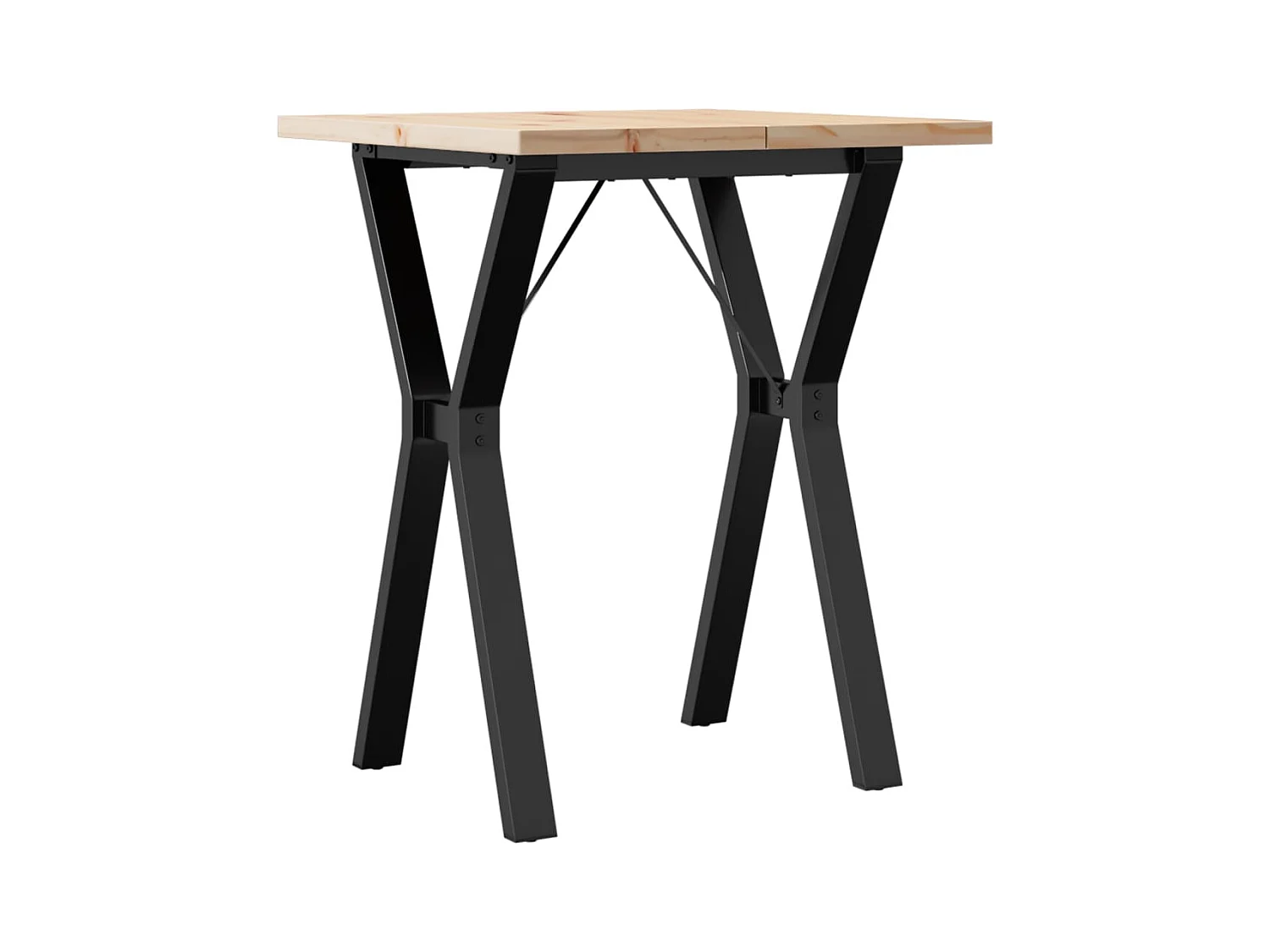 Table à manger cadre en Y 60x60x75,5cm bois de pin massif acier