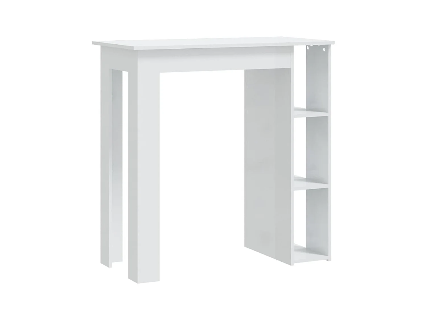 Table de bar et étagère Blanc brillant Bois d'ingénierie