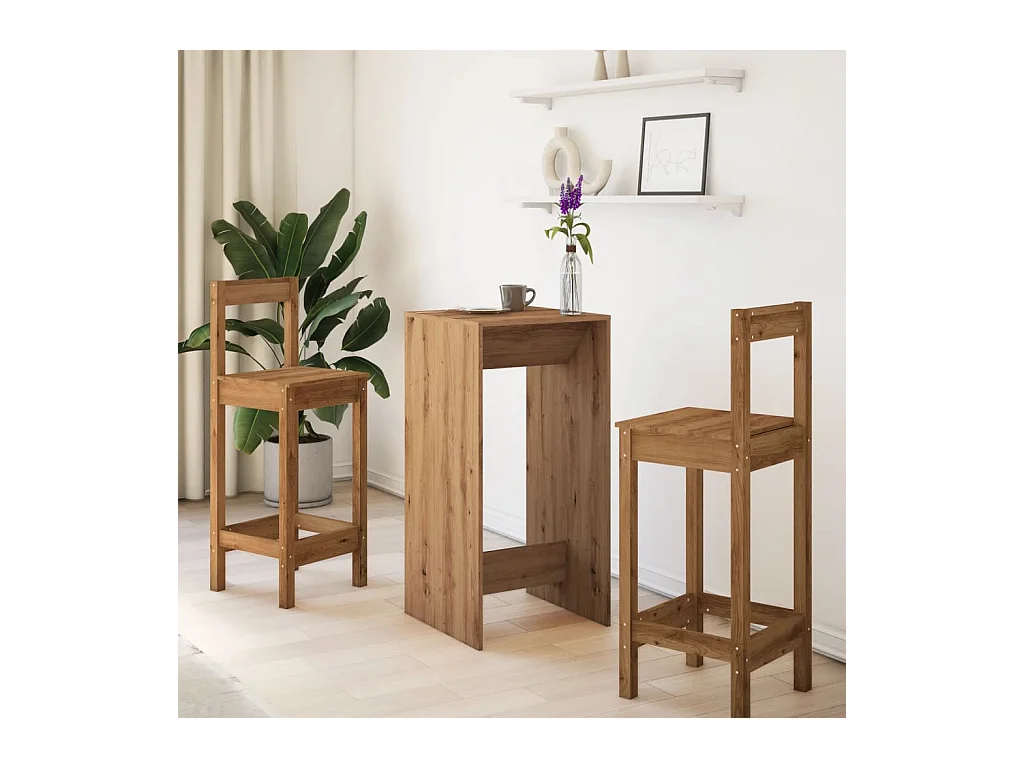 Table de bar chêne artisanal 51x50x103,5 cm bois d'ingénierie