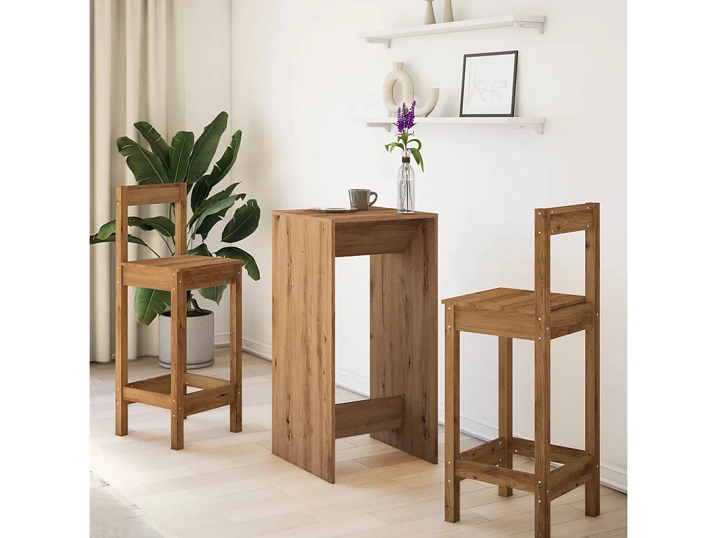 Mesa de bar de roble artesanal 51x50x103,5 cm madera de ingeniería