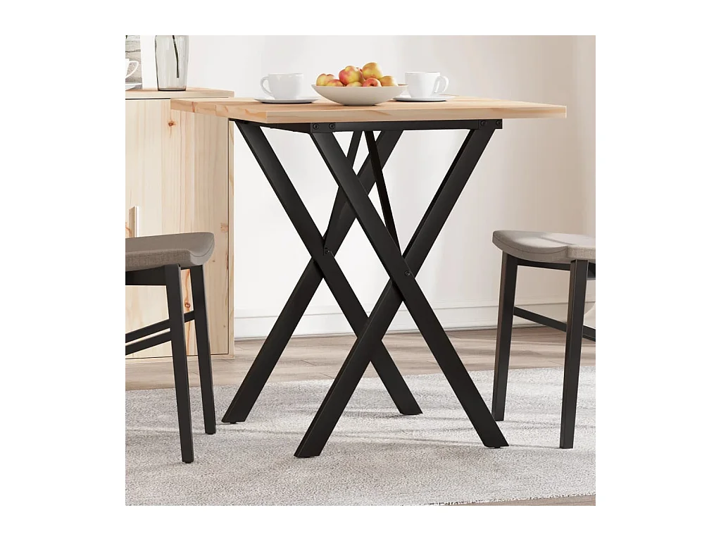 Table à manger cadre en X 70x70x75,5cm bois de pin massif acier