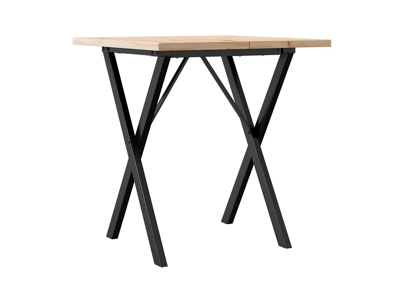 Table à manger cadre en X 70x70x75,5cm bois de pin massif acier