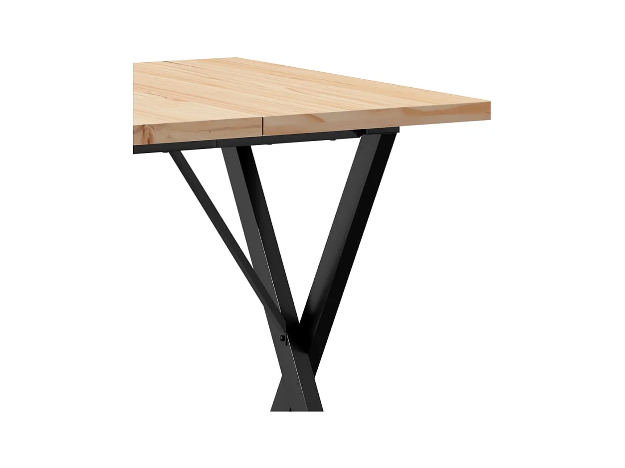 Table à manger cadre en X 70x70x75,5cm bois de pin massif acier