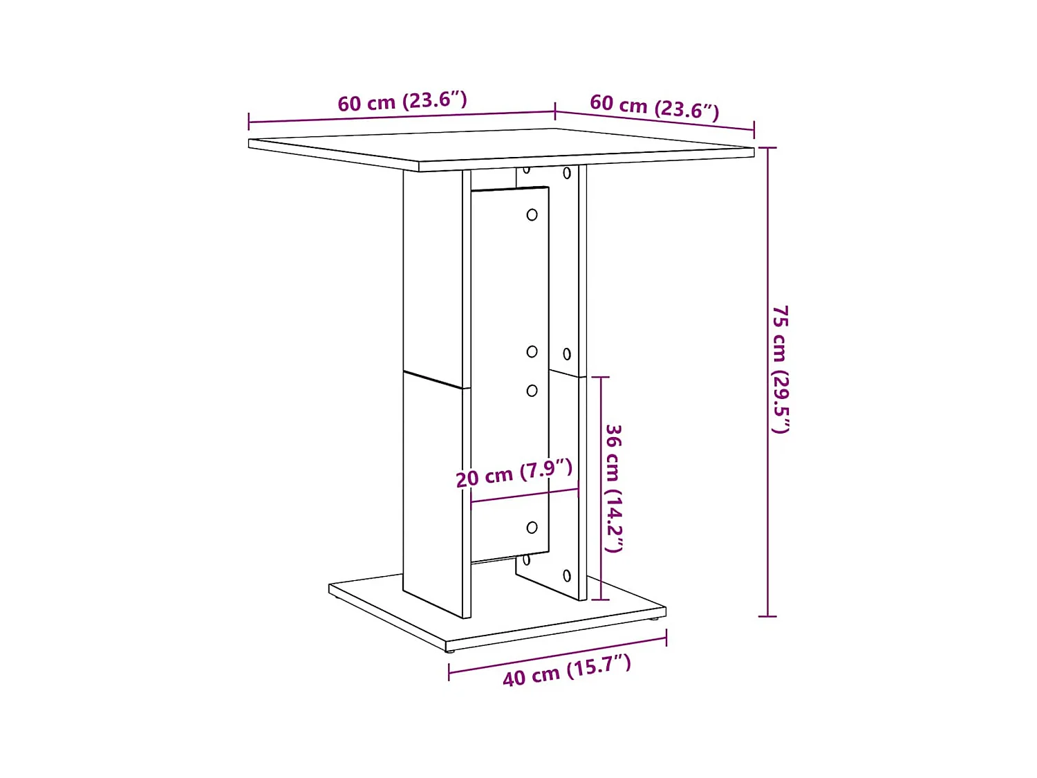 Table de bistro Gris béton 60x60x75 cm Bois d'ingénierie