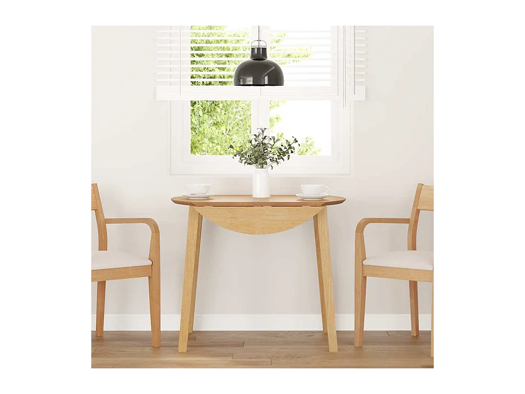 Table à manger naturel bois massif et caoutchouc