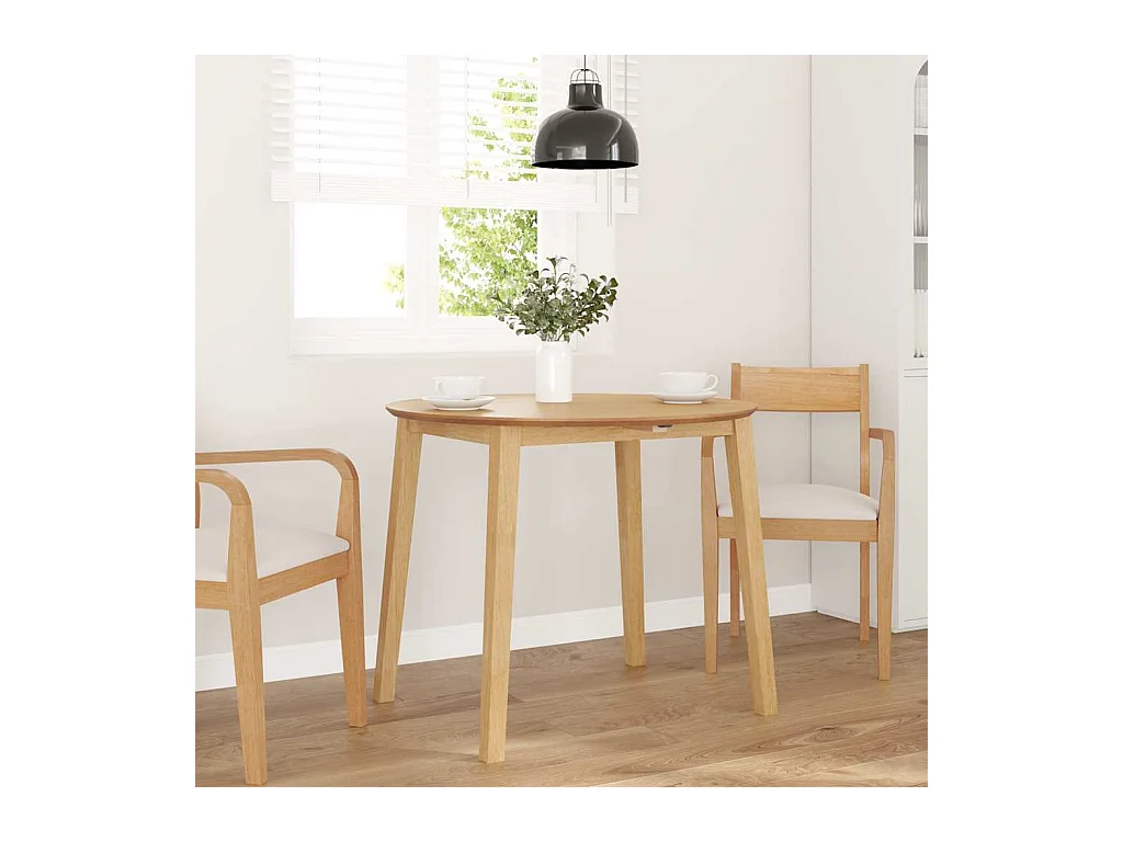 Table à manger naturel bois massif et caoutchouc