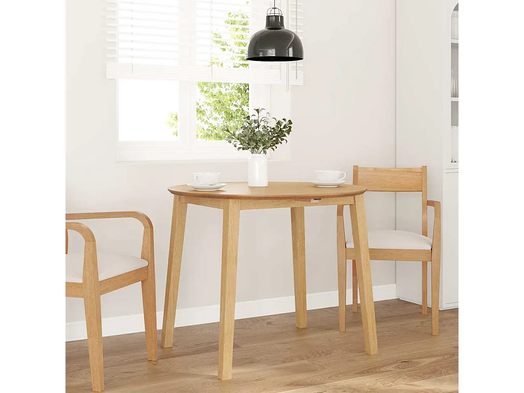 Table à manger naturel bois massif et caoutchouc