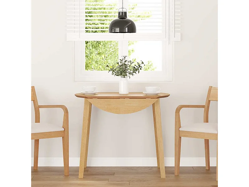 Eettafel van natuurlijk massief hout en rubber