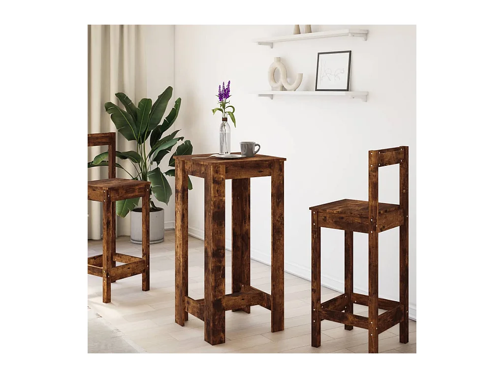 Table de bar chêne fumé 51x50x103,5 cm bois d'ingénierie
