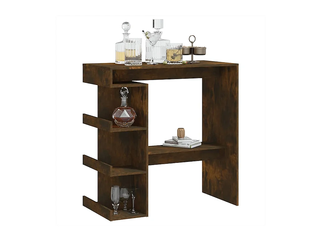 Table de bar et étagère de rangement chêne fumé bois ingénierie