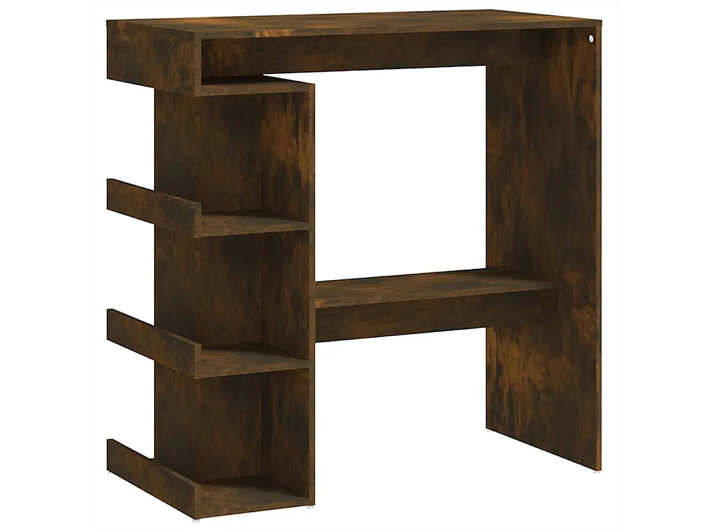 Mesa de bar y estante de almacenamiento de madera de ingeniería de roble ahumado