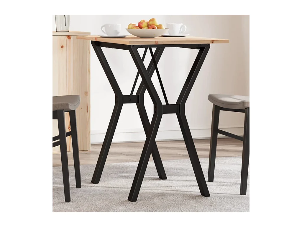 Table à manger cadre en Y 80x50x75 cm bois de pin massif acier