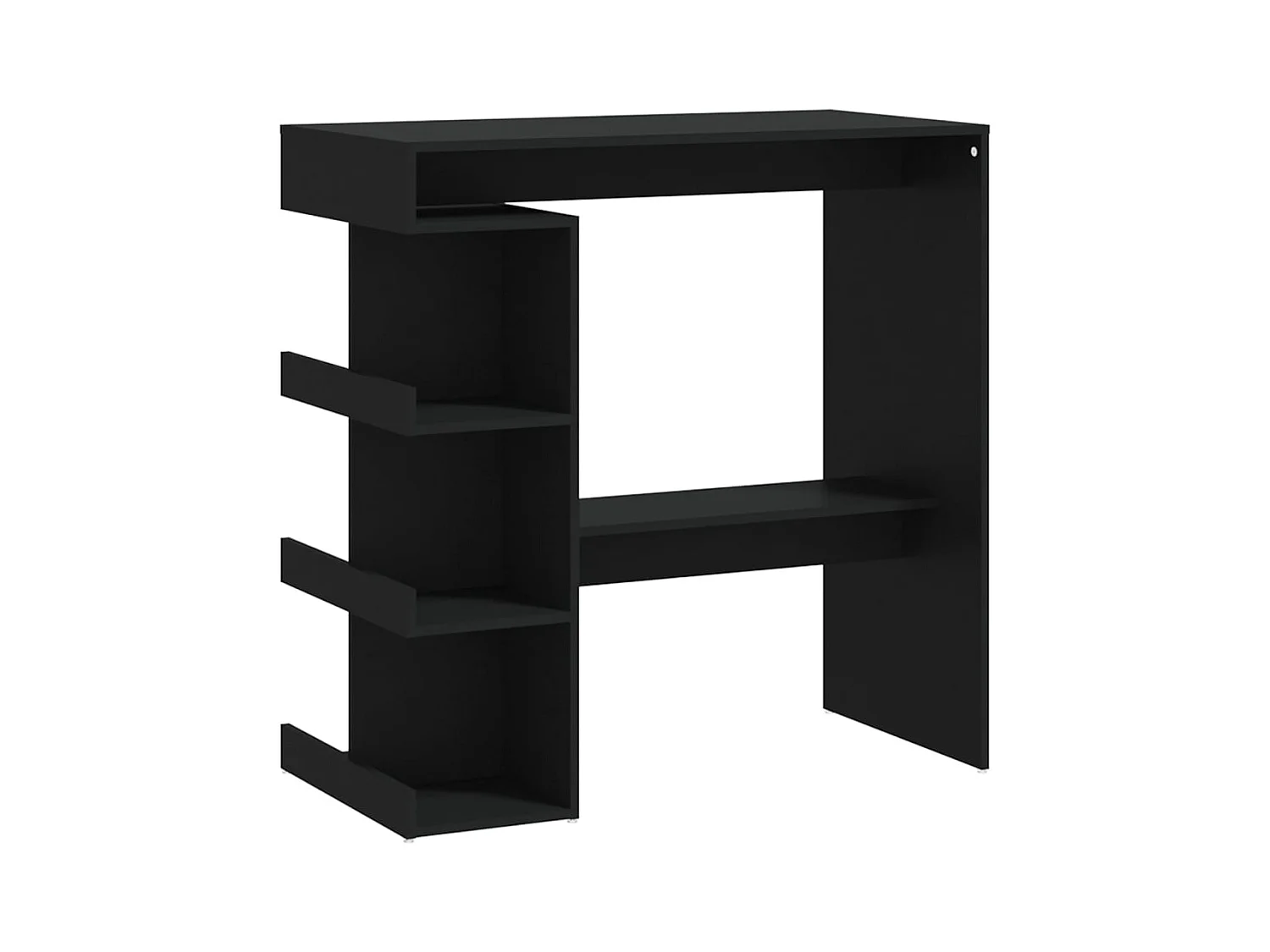 Table de bar avec étagère de rangement Noir Bois d'ingénierie