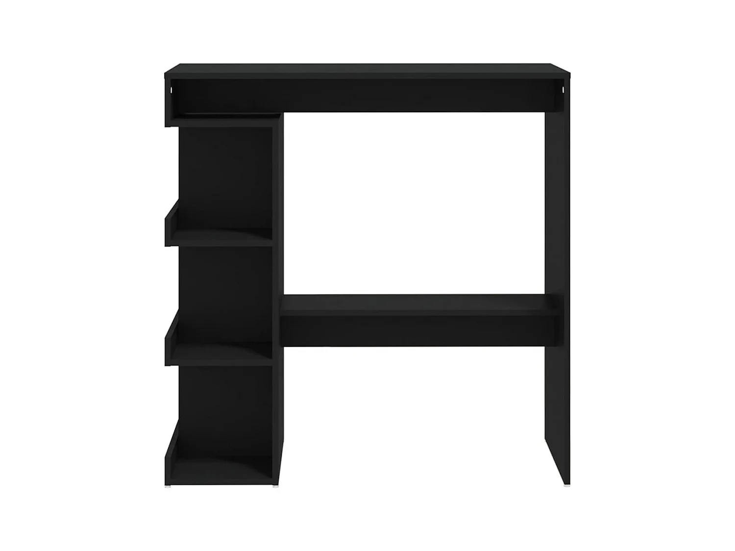 Table de bar avec étagère de rangement Noir Bois d'ingénierie