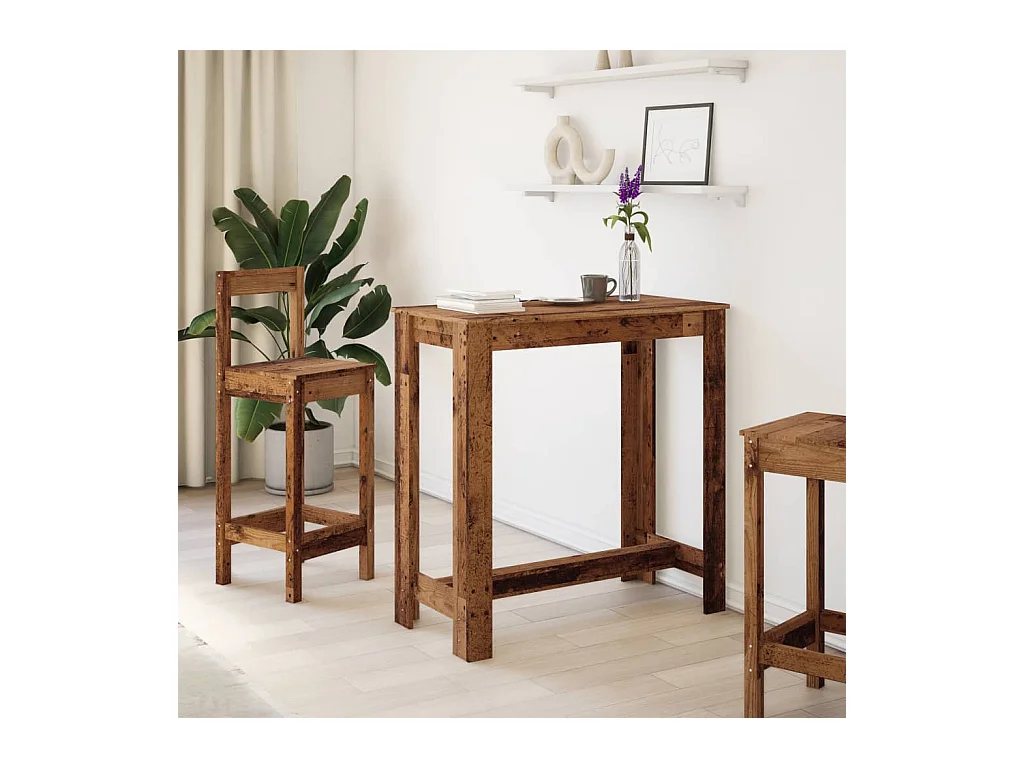 Table de bar vieux bois 102x50x103,5 cm bois d'ingénierie