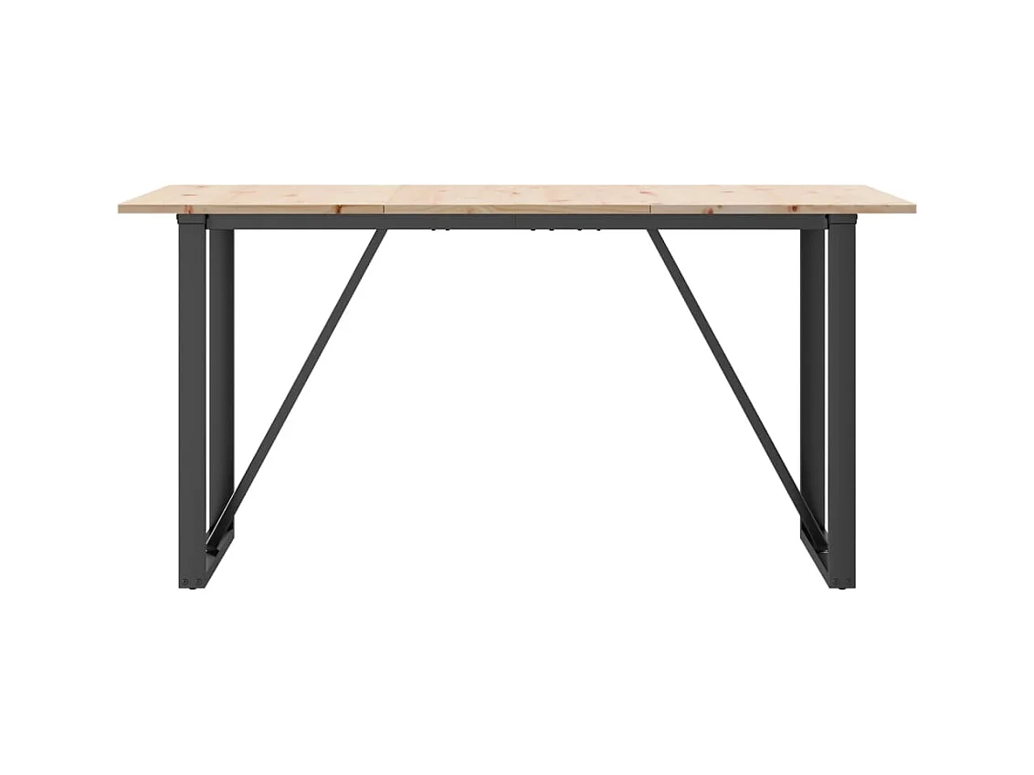 Table à manger cadre en O 140x80x75 cm bois de pin massif acier