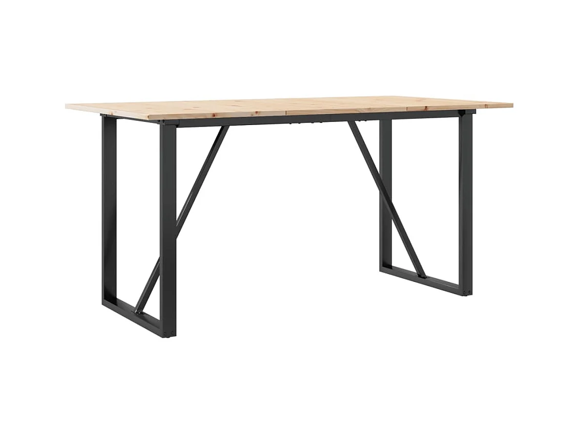 Table à manger cadre en O 140x80x75 cm bois de pin massif acier