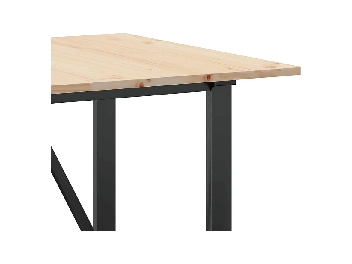 Table à manger cadre en O 140x80x75 cm bois de pin massif acier