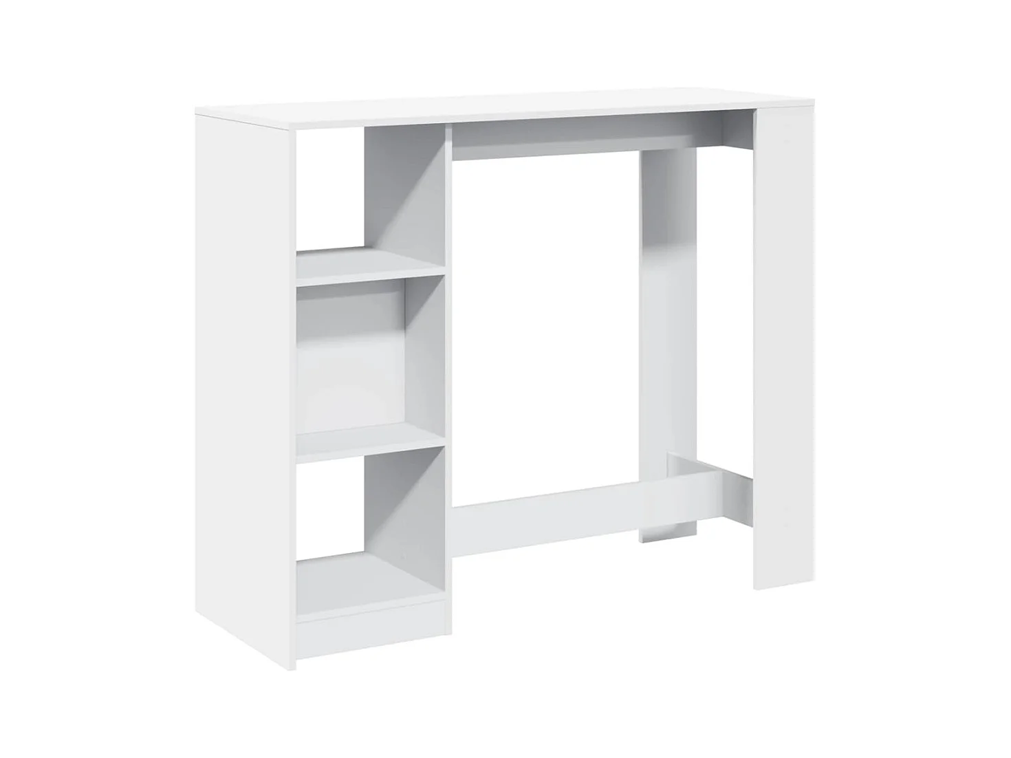Table de bar et étagère blanc 124x46x103,5 cm bois d'ingénierie
