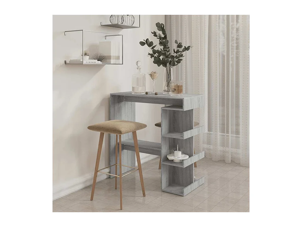 Table de bar et étagère de rangement Sonoma gris 100x50x101,5cm