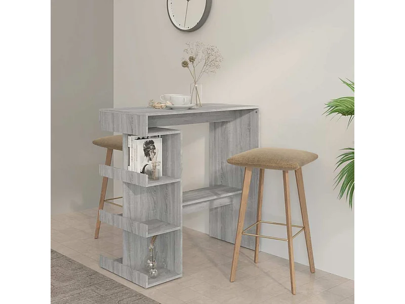Mesa de bar y estante de almacenamiento Sonoma gris 100 x 50 x 101,5 cm